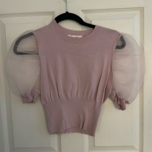 Cropped short sleeve sweater top with banded bottom